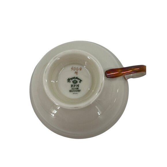 KPM Germany Vintage Porcelain Teacup  Saucer Set Gold Trim And Navy Accent - Picture 8 of 9